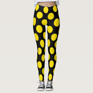 Gele stippenleggings op zwarte ondergrond leggings