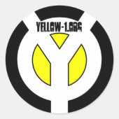 gele stok ronde sticker (Voorkant)