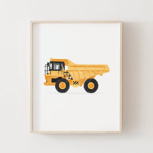 Gele stortwagen kinder constructie voertuig decor poster