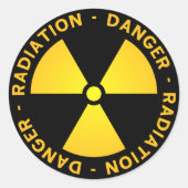 Gele stralingswaarschuwing ronde sticker (Voorkant)