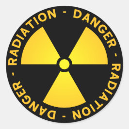 Gele stralingswaarschuwing ronde sticker