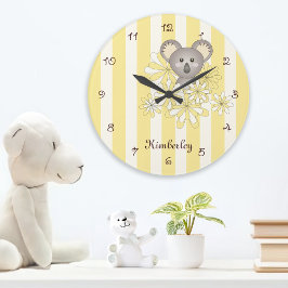 Gele Streep Baby Koala Beer Kinderkamer / Kinderka Grote Klok