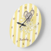 Gele streep baby koala beren nursery / kinderkamer grote klok (Hoek)