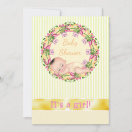 Gele streep-Baby shower Kaart