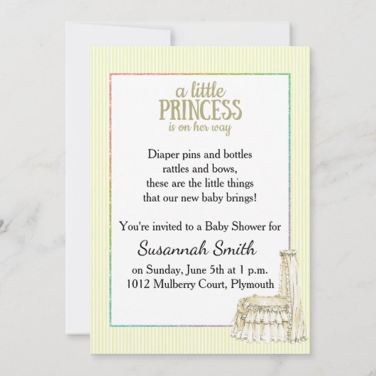 Gele streep-Baby shower Kaart (Achterkant)