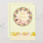 Gele streep-Baby shower Kaart (Voorkant / Achterkant)