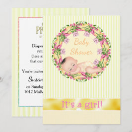 Gele streep-Baby shower Kaart