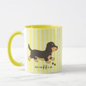 Gele Streep Dachshund Illustratie Mok (Links)