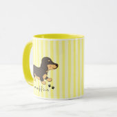 Gele Streep Dachshund Illustratie Mok (Voorkant links)