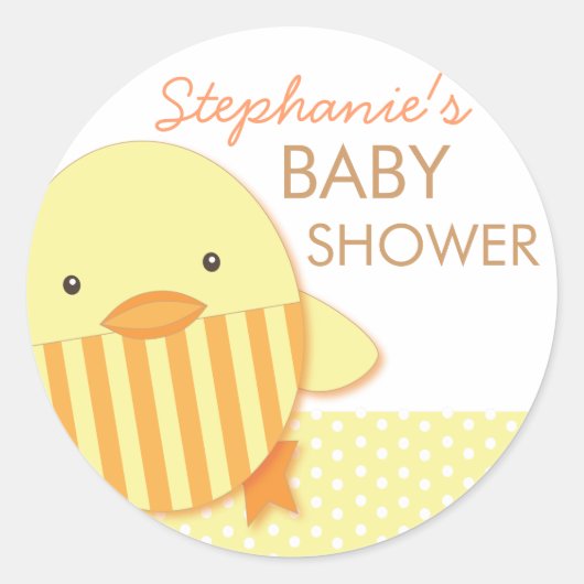 Gele streep Ducky Neutral Baby shower Sticker (Voorkant)