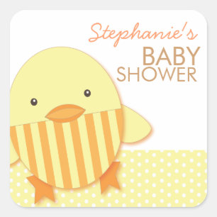 Gele streep Ducky Neutral Baby shower Sticker