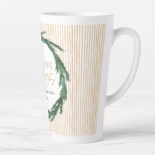 Gele streep en waterverf met kerstmis latte mok (Rechts)