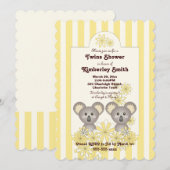 Gele Streep Leuke Koala Jongen Meisje Twin Baby sh Kaart (Voorkant / Achterkant)