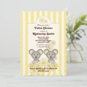 Gele Streep Leuke Koala Jongen Meisje Twin Baby sh Kaart (Staand voorkant)