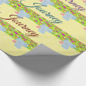 Gele streep met glanzend opvulpapier cadeaupapier (Hoek)