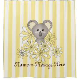 Gele Streep Schattige Baby Koala Beer Kinder Douchegordijn