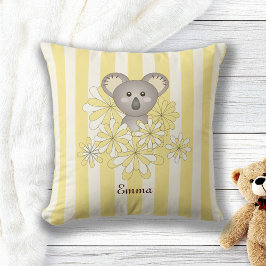 Gele Streep Schattige Baby Koala Beer Kinderkamer Kussen