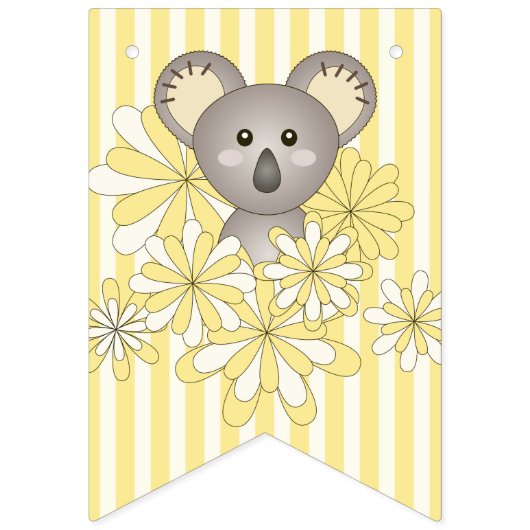 Gele Streep Schattige Baby Koala Kids Verjaardag Vlaggetjes (Eerste vlag)
