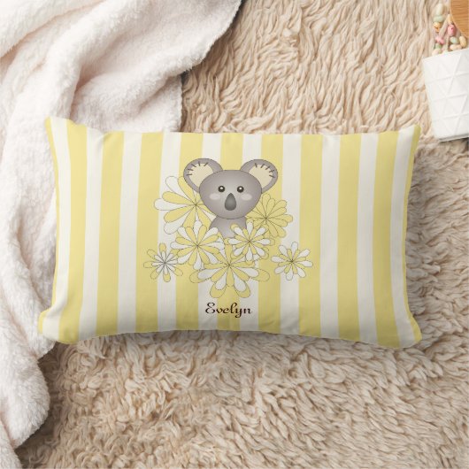Gele Streep Schattige Baby Koala Kinderkamer Kussen (Deken)
