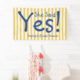 Gele Streep Vet Blauwe Ze Heeft Ja Bruiloft Feest Spandoek