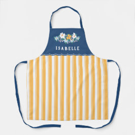 gele strepen Blauwe Gele Bloemen Schort
