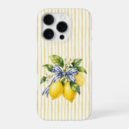Gele Strepen Blauwe Strik Citroenbloesem iPhone 16 Pro Hoesje