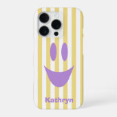 Gele Strepen Cute Lavendel Smiley iPhone Hoesje (Achterkant)