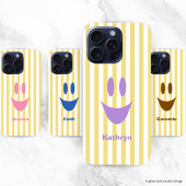 Gele Strepen Cute Lavendel Smiley iPhone Hoesje