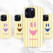 Gele Strepen Cute Roze Smiley iPhone Hoesje