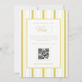 Gele Strepen Elegante QR Code RSVP Zomer Bruiloft Kaart (Achterkant)