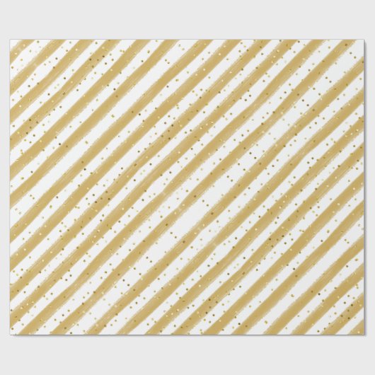 Gele strepen en goudglitter Kinder partij Cadeaupapier (Vlak)