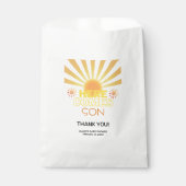 Gele strepen hier komt het Son Baby shower Bedankzakje (Voorkant)