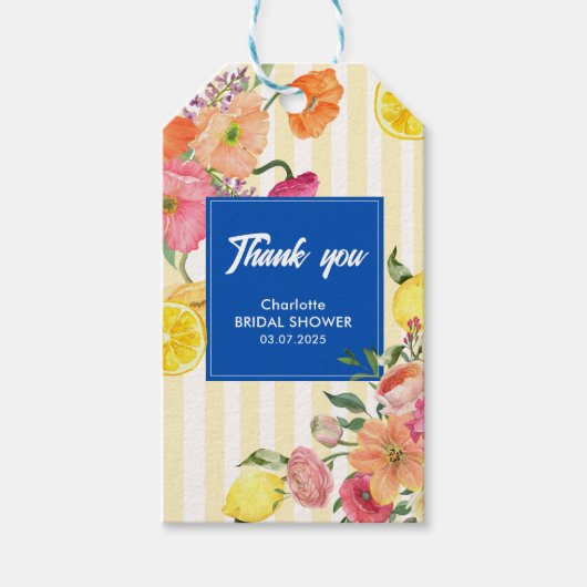 Gele strepen Italiaans citroen Vrijgezellenfeest g Cadeaulabel (Voorkant)