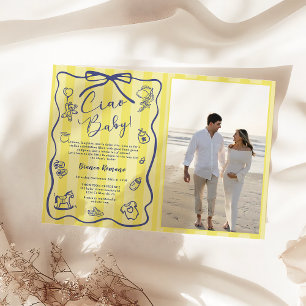 Gele Strepen Italian Ciao Baby Shower Foto  Kaart