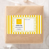Gele strepen & krullend Lijst & Logo Etiket (Insitu)