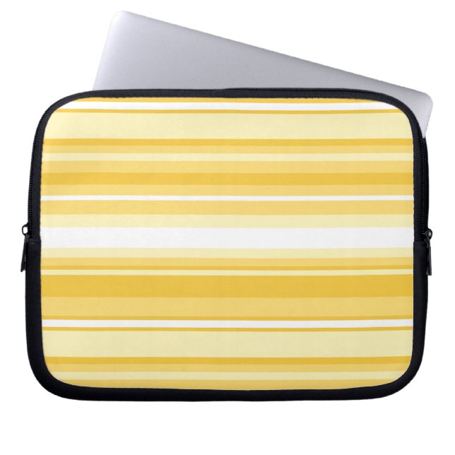 Gele strepen laptop sleeve (Voorkant)