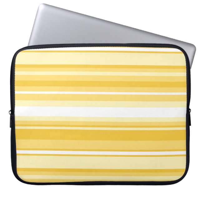 Gele strepen laptop sleeve (Voorkant)