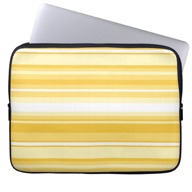 Gele strepen laptop sleeve (Voorkant)