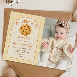 Gele Strepen Little Cutie Pie Verjaardagsfoto Kaart