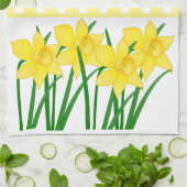 Gele strepen met lentesaffodils theedoek (Gevouwen)