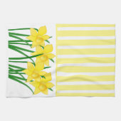 Gele strepen met lentesaffodils theedoek (Horizontaal)