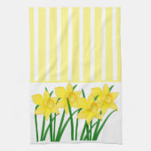 Gele strepen met lentesaffodils theedoek (Verticaal)