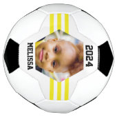 Gele strepen met persoonlijke foto's voetbal (Gedraaid)