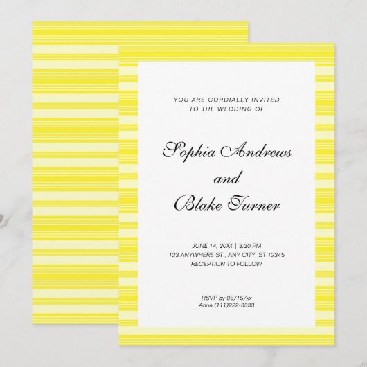 Gele Strepen Moderne Trouwdag Kaart (Voorkant / Achterkant)