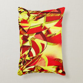 Gele strepen op rood, geboord afbeelding accent kussen