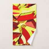 Gele strepen op rood, geboord afbeelding bad handdoek (Handdoek)