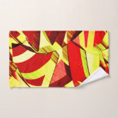 Gele strepen op rood, geboord afbeelding bad handdoek (Handdoek)