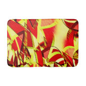 Gele strepen op rood, geboord afbeelding badmat (Voorkant)
