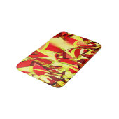 Gele strepen op rood, geboord afbeelding badmat (Gekanteld)