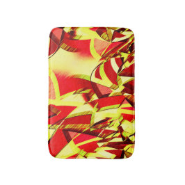 Gele strepen op rood, geboord afbeelding badmat